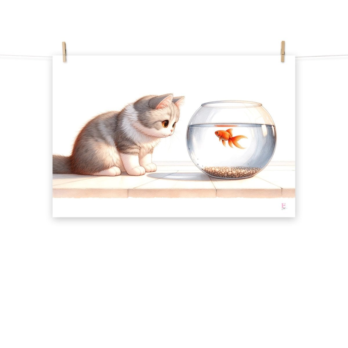 Lamina decorativa Gatito con pez - Nanetes