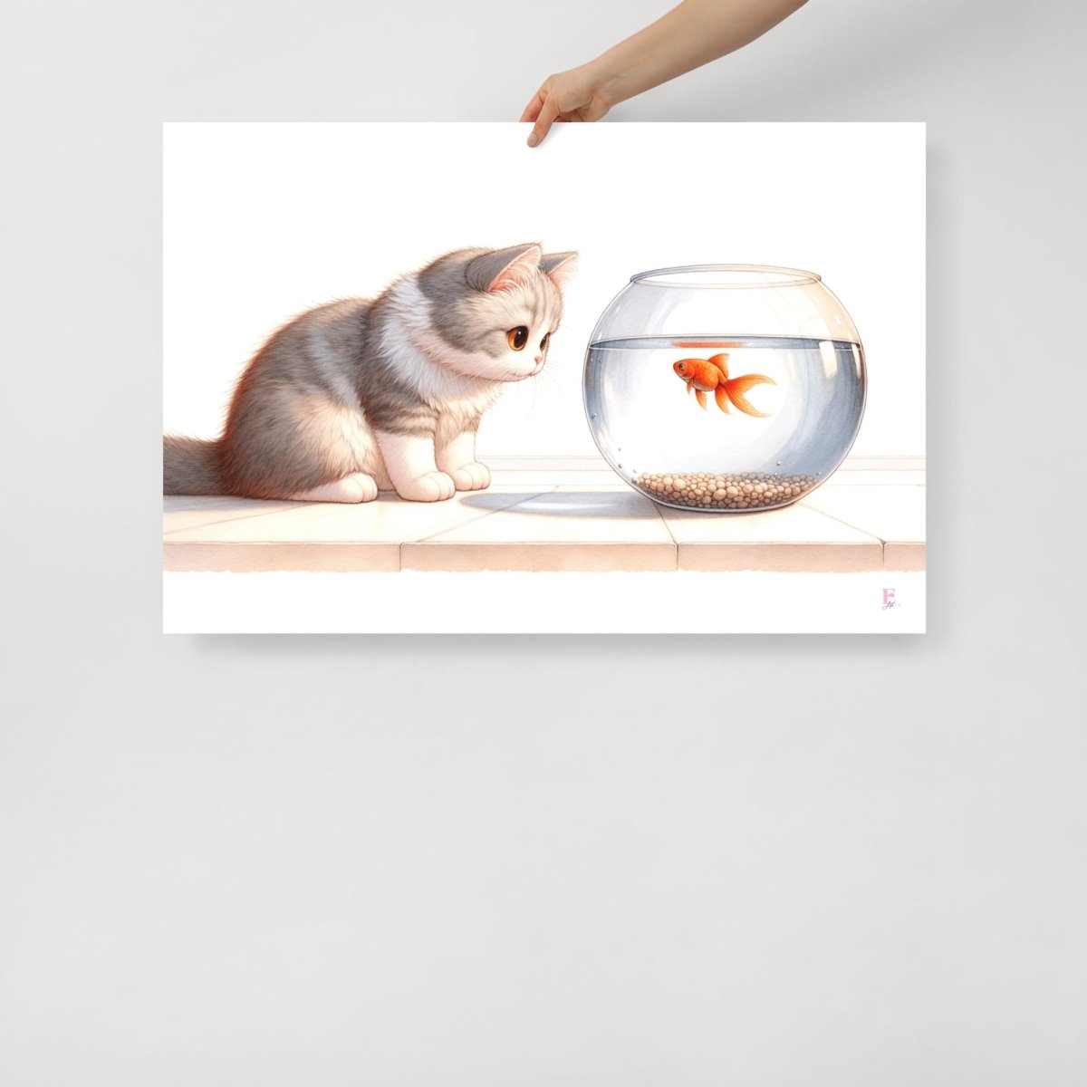 Lamina decorativa Gatito con pez - Nanetes