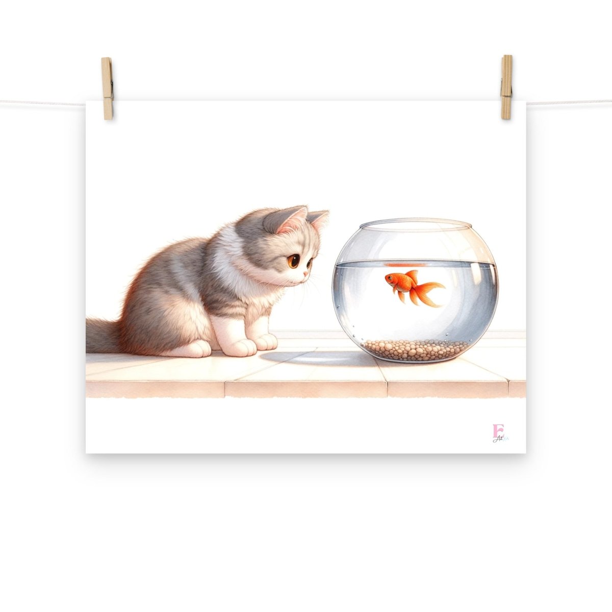 Lamina decorativa Gatito con pez - Nanetes