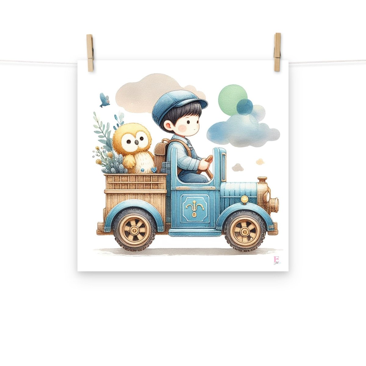 Lamina decorativa infantil Coche azul - Nanetes