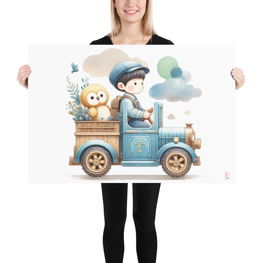 Lamina decorativa infantil Coche azul - Nanetes