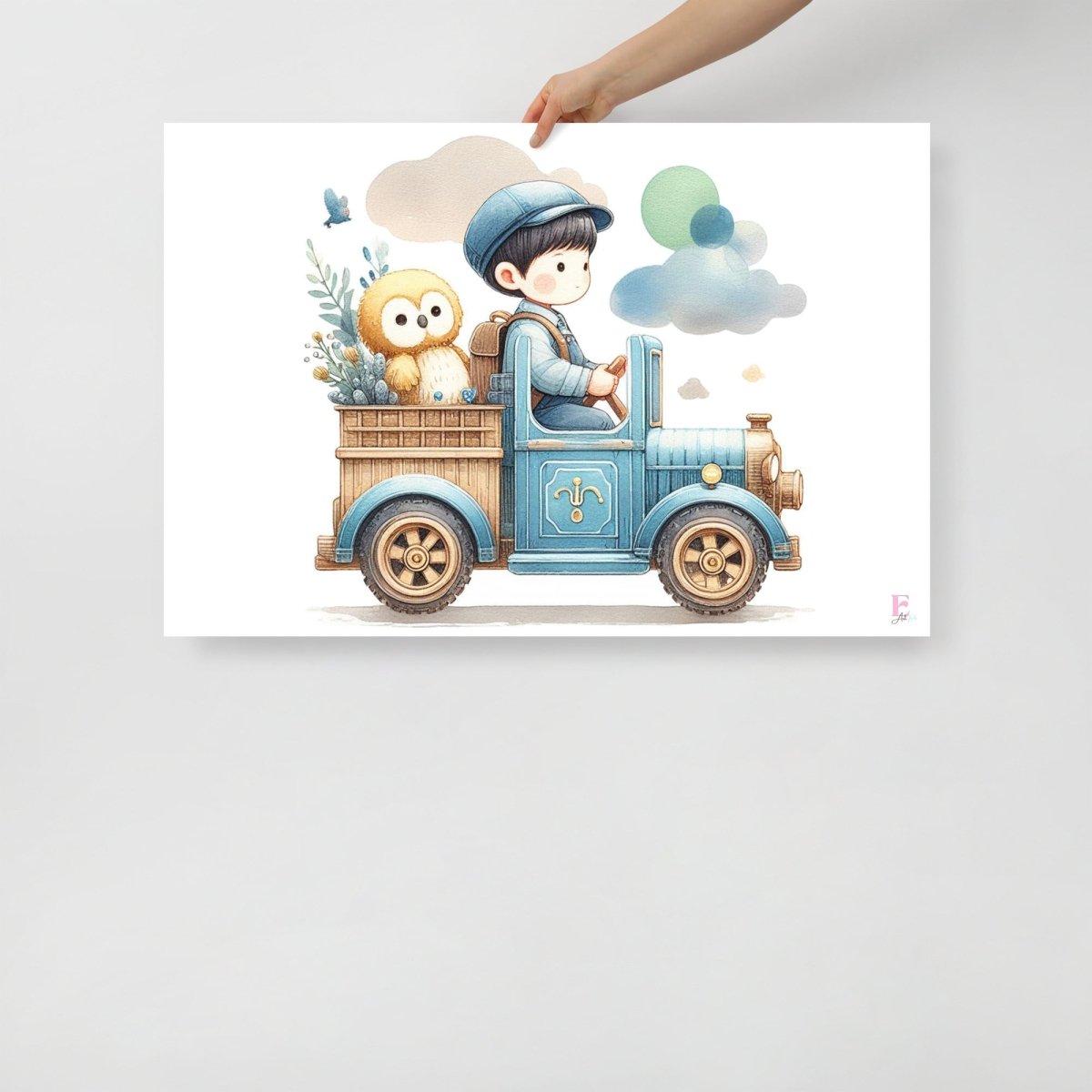 Lamina decorativa infantil Coche azul - Nanetes