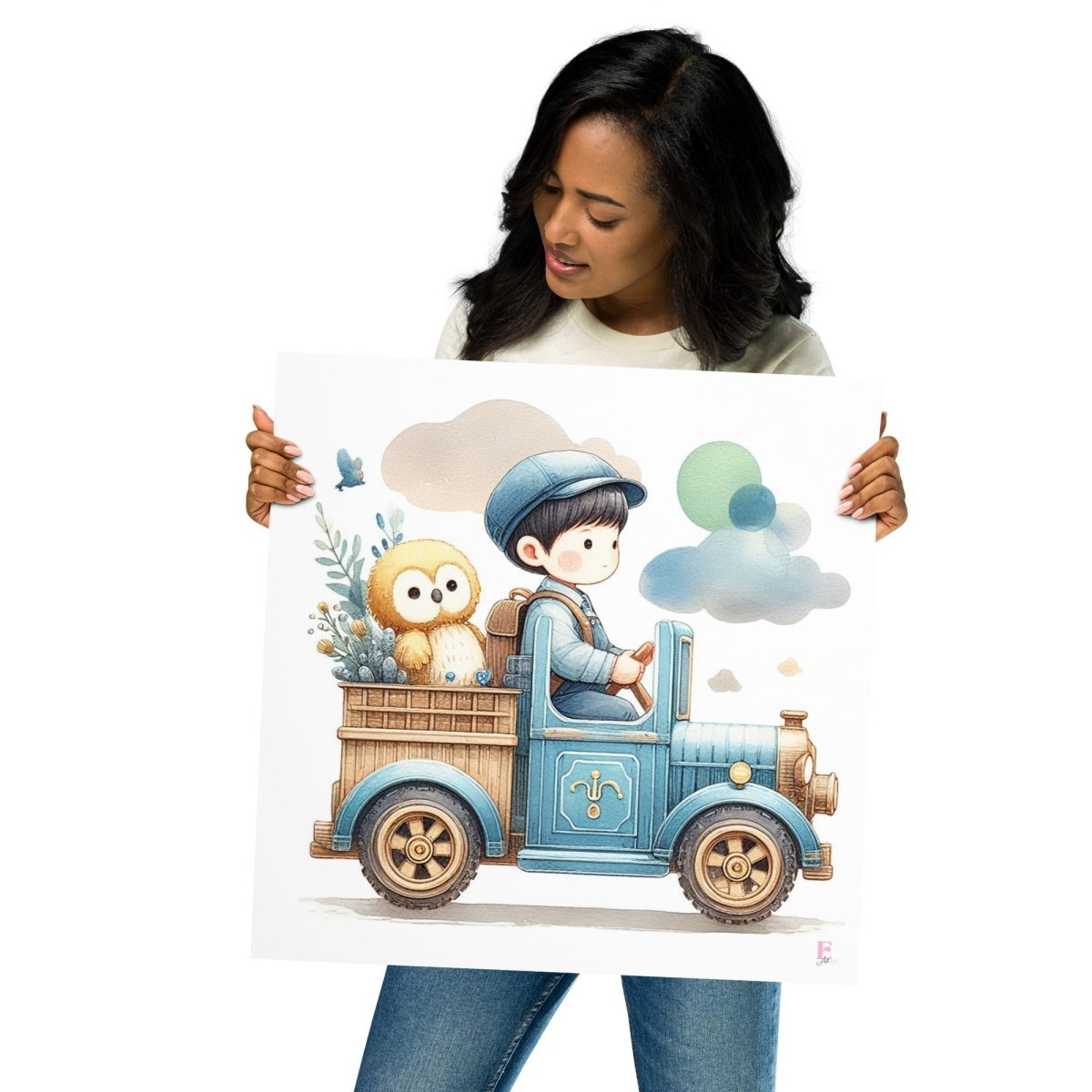 Lamina decorativa infantil Coche azul - Nanetes