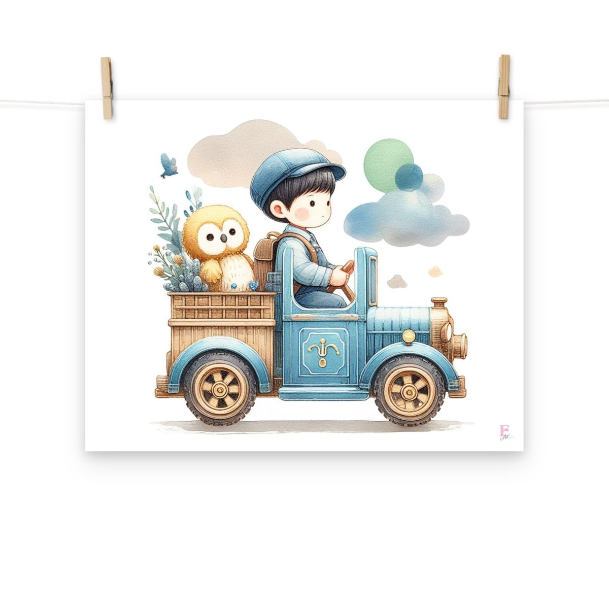 Lamina decorativa infantil Coche azul - Nanetes