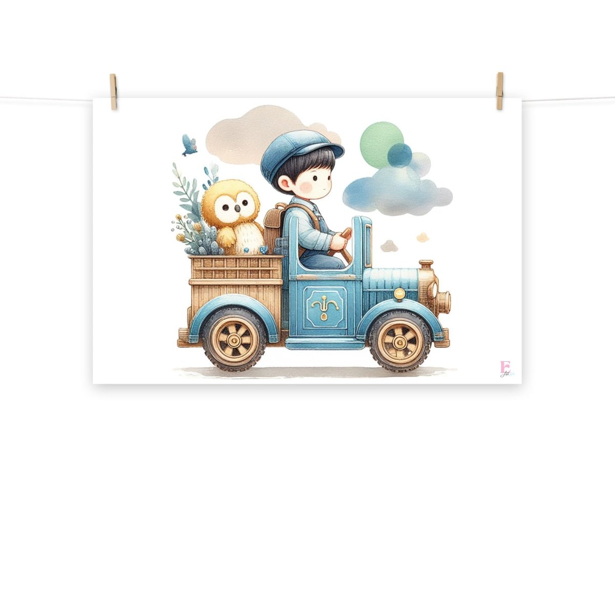 Lamina decorativa infantil Coche azul - Nanetes