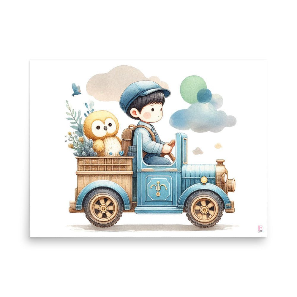 Lamina decorativa infantil Coche azul - Nanetes