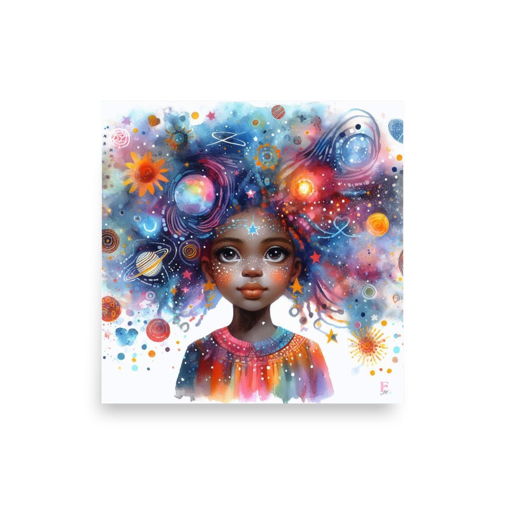 Lamina enmarcar infantil Niña universo - Nanetes