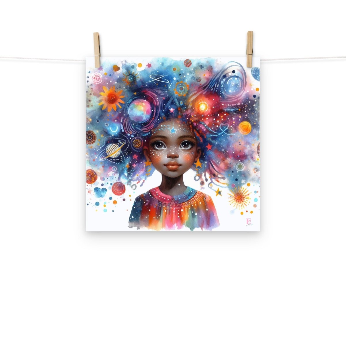 Lamina enmarcar infantil Niña universo - Nanetes