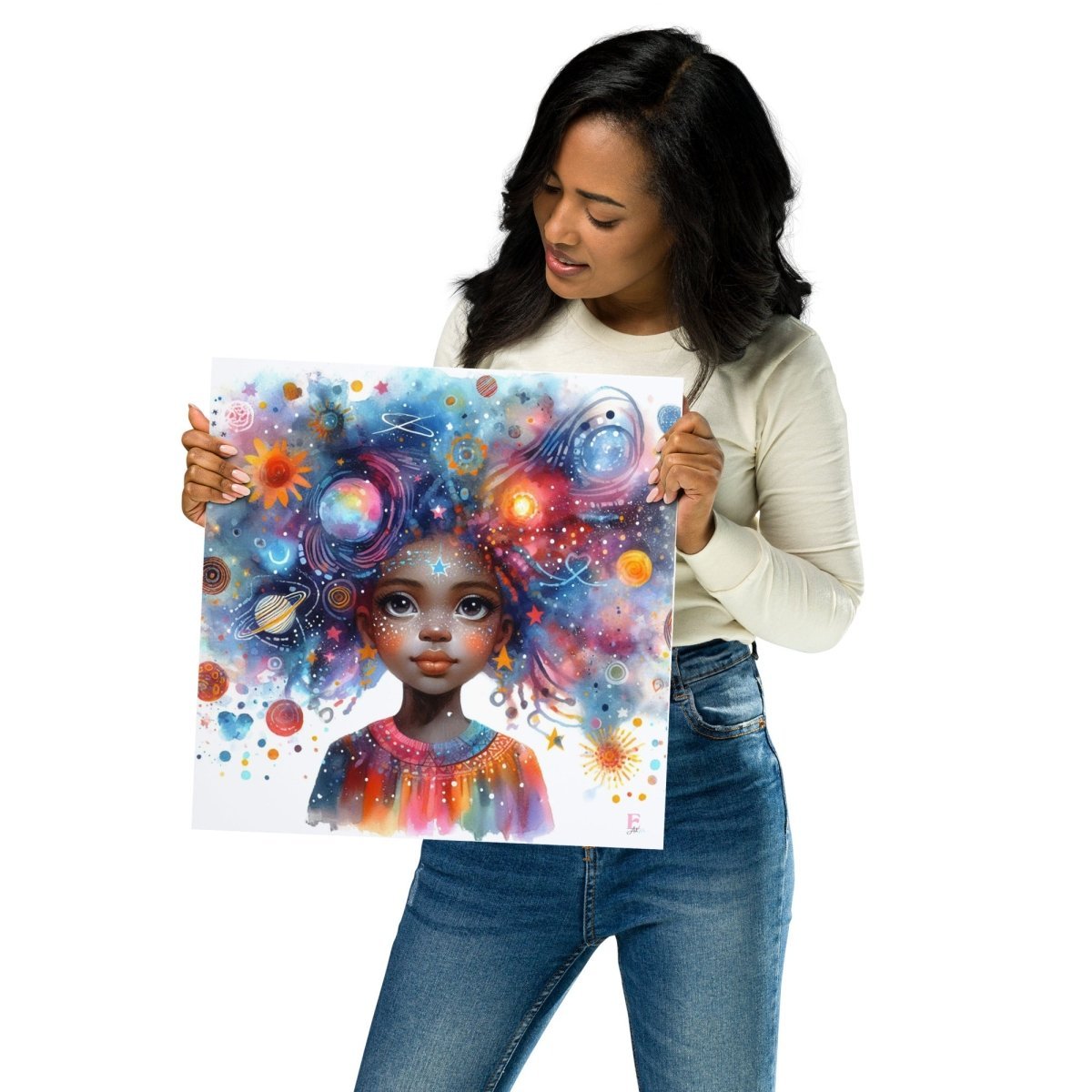 Lamina enmarcar infantil Niña universo - Nanetes