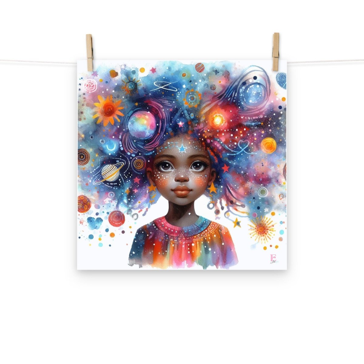 Lamina enmarcar infantil Niña universo - Nanetes