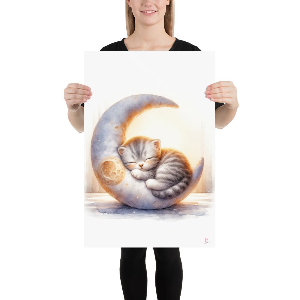 Lámina Gatito durmiendo en Luna - Nanetes