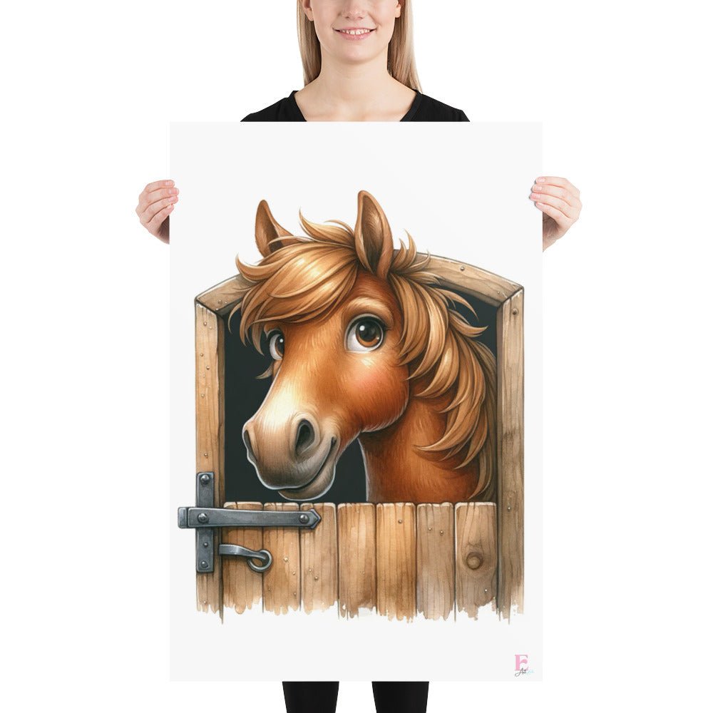 Lamina Infantil Caballo en cuadra - Nanetes