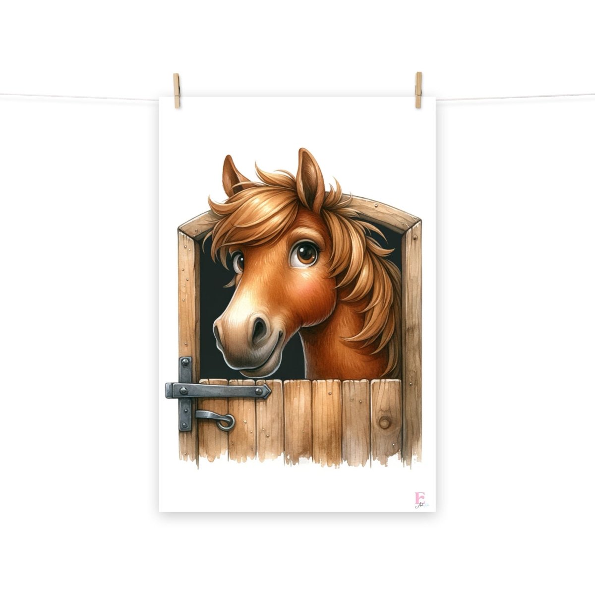 Lamina Infantil Caballo en cuadra - Nanetes