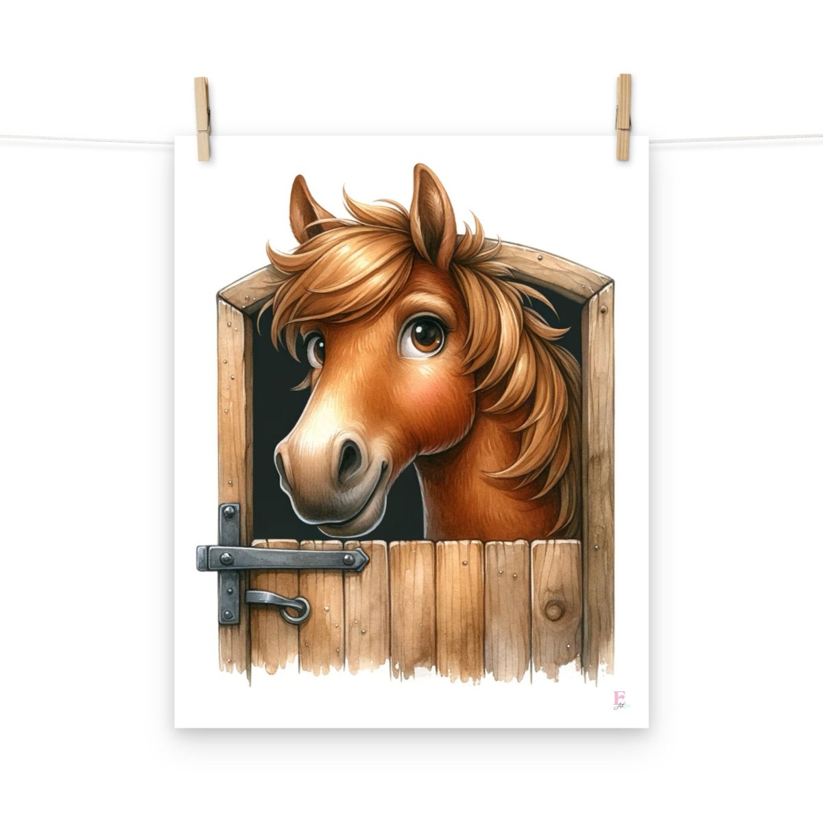 Lamina Infantil Caballo en cuadra - Nanetes