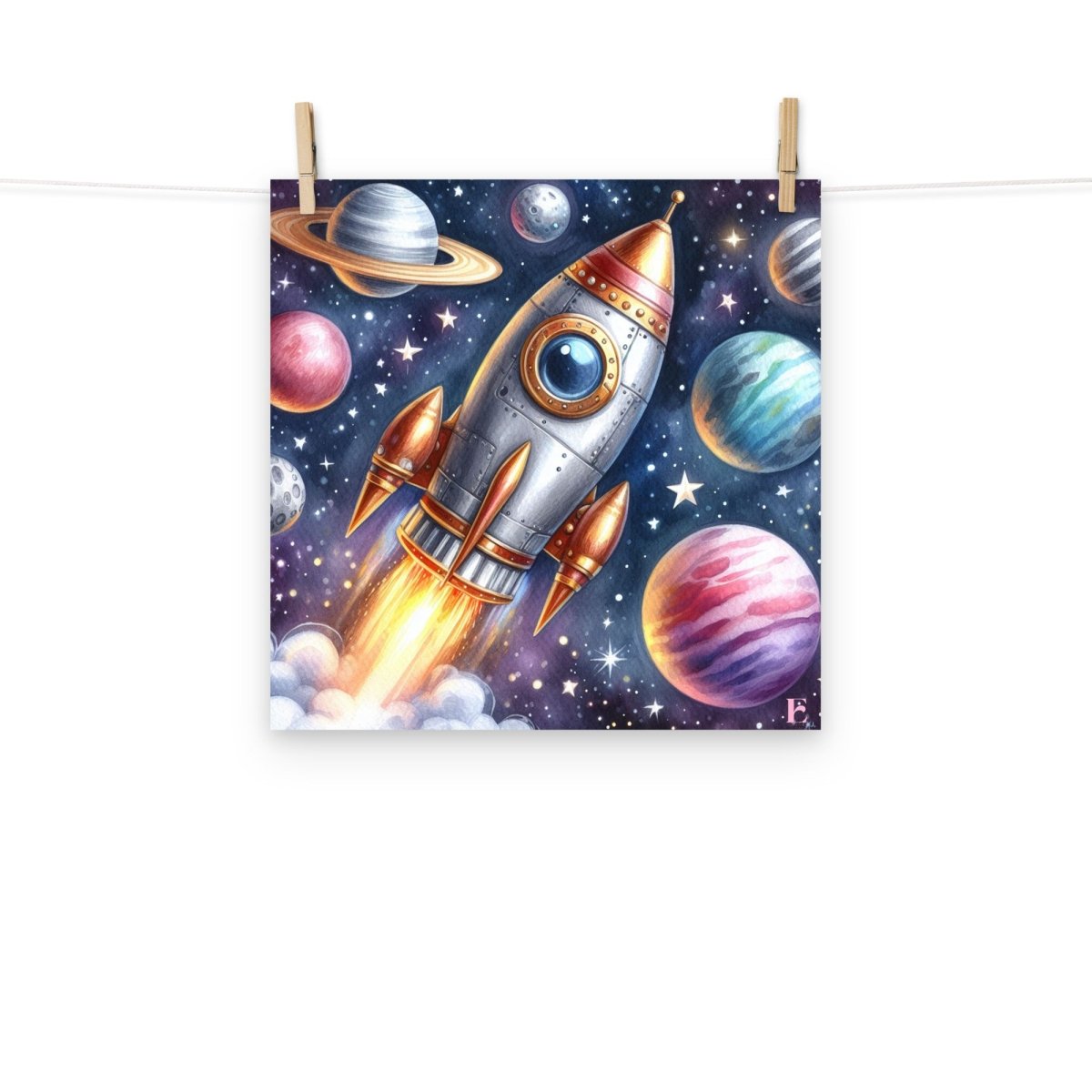 Lámina infantil Cohete en el espacio - Nanetes