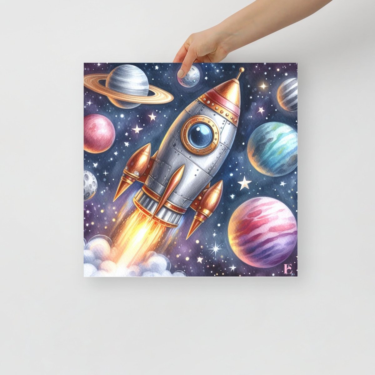 Lámina infantil Cohete en el espacio - Nanetes