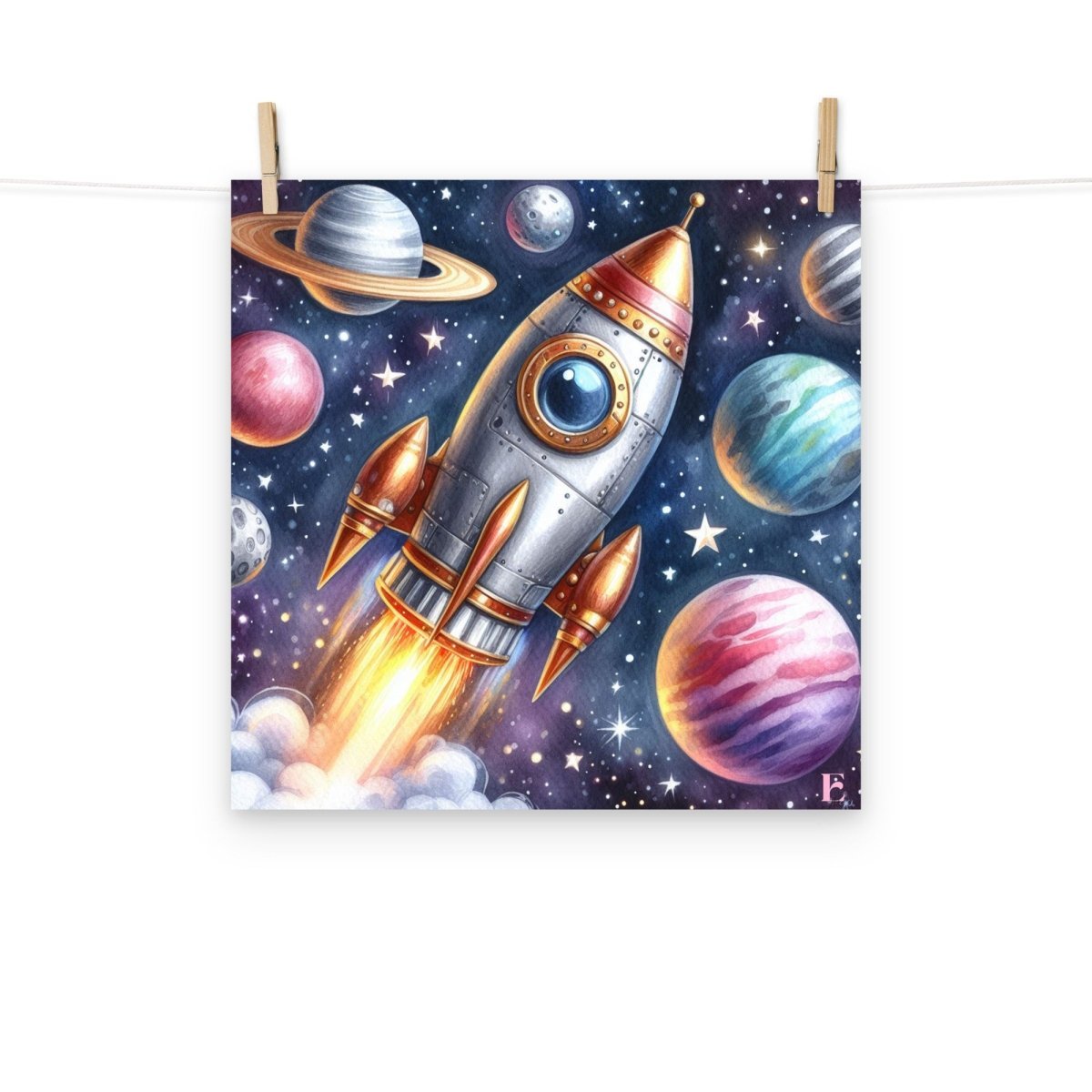 Lámina infantil Cohete en el espacio - Nanetes