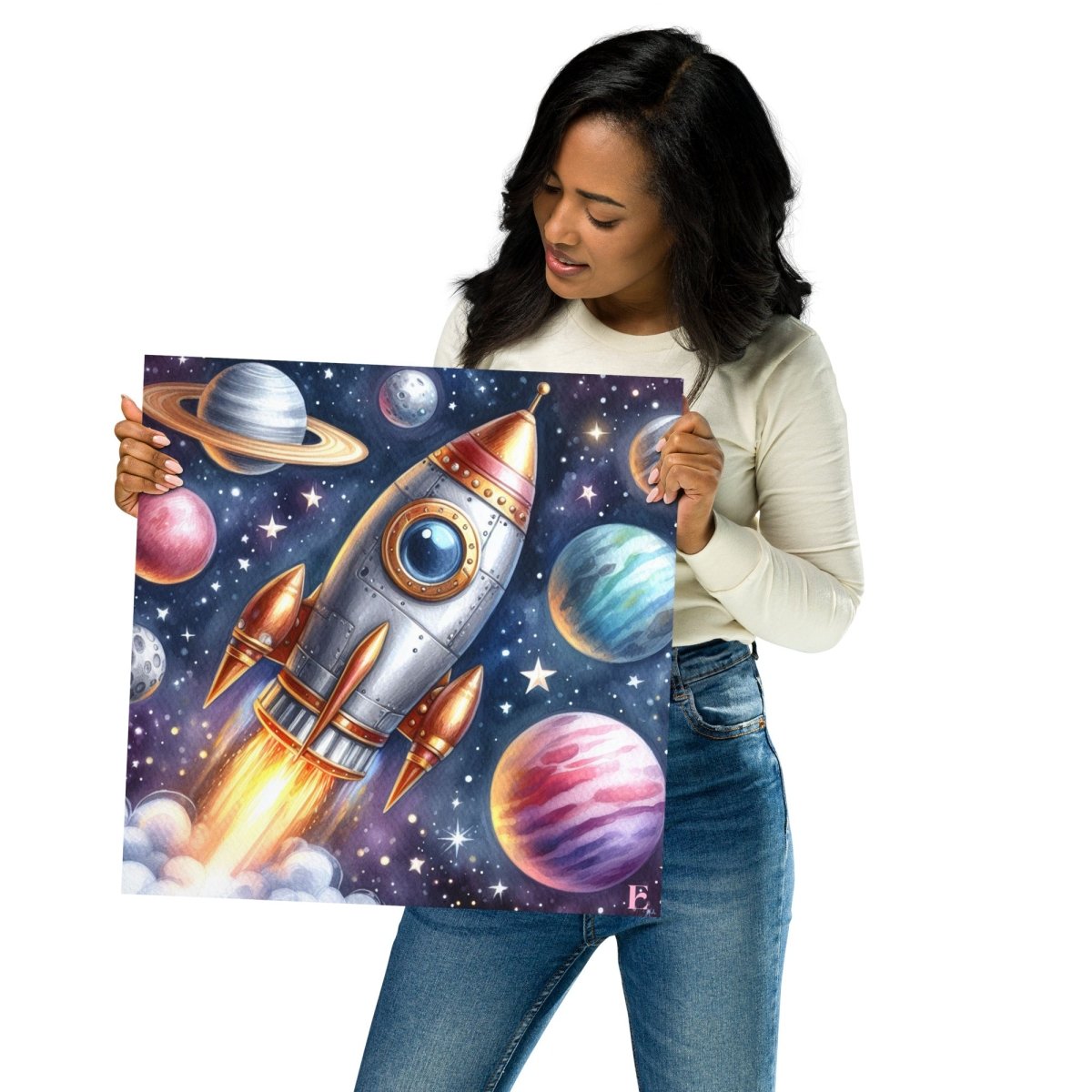 Lámina infantil Cohete en el espacio - Nanetes