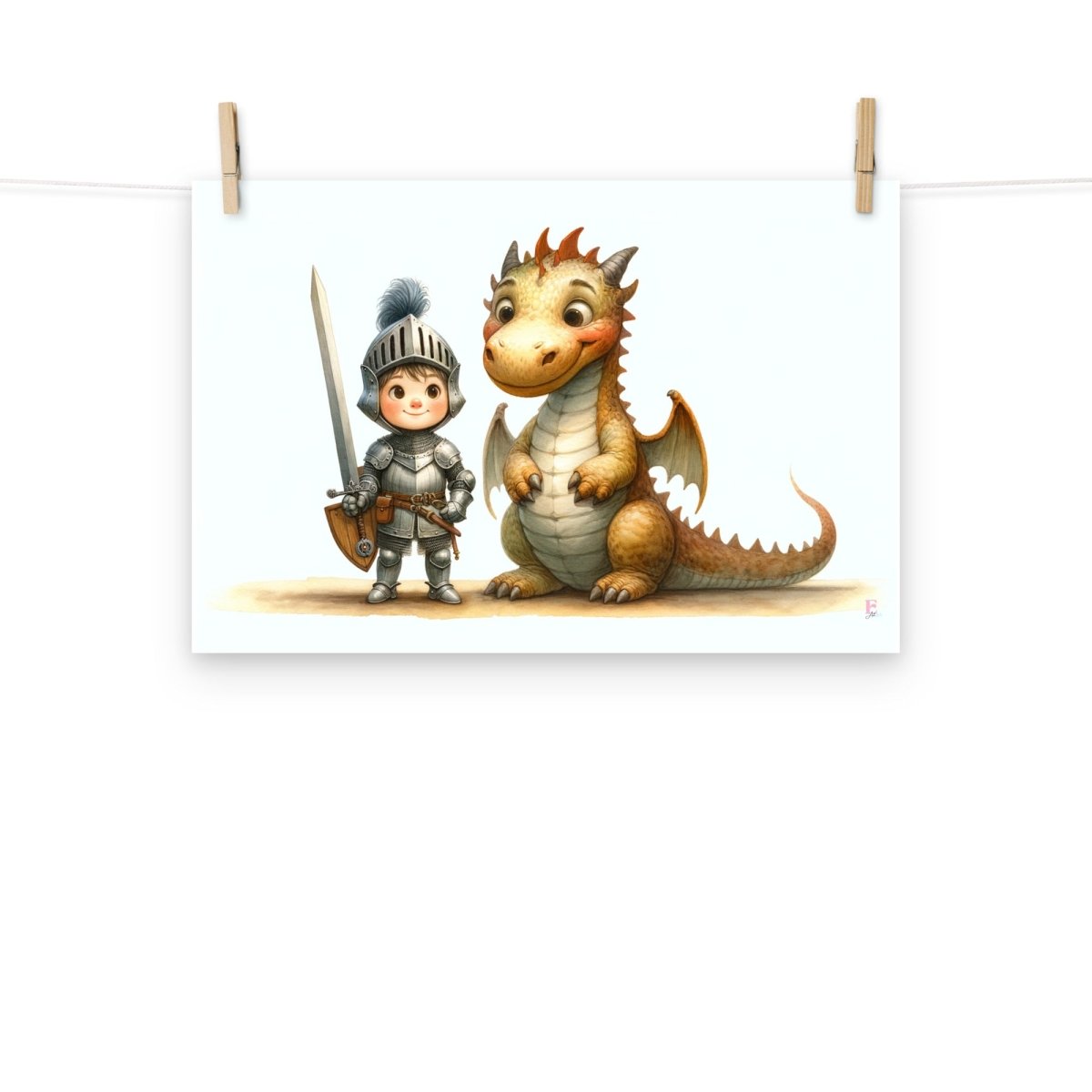 Lamina infantil decorativa Caballero y Dragon - Nanetes