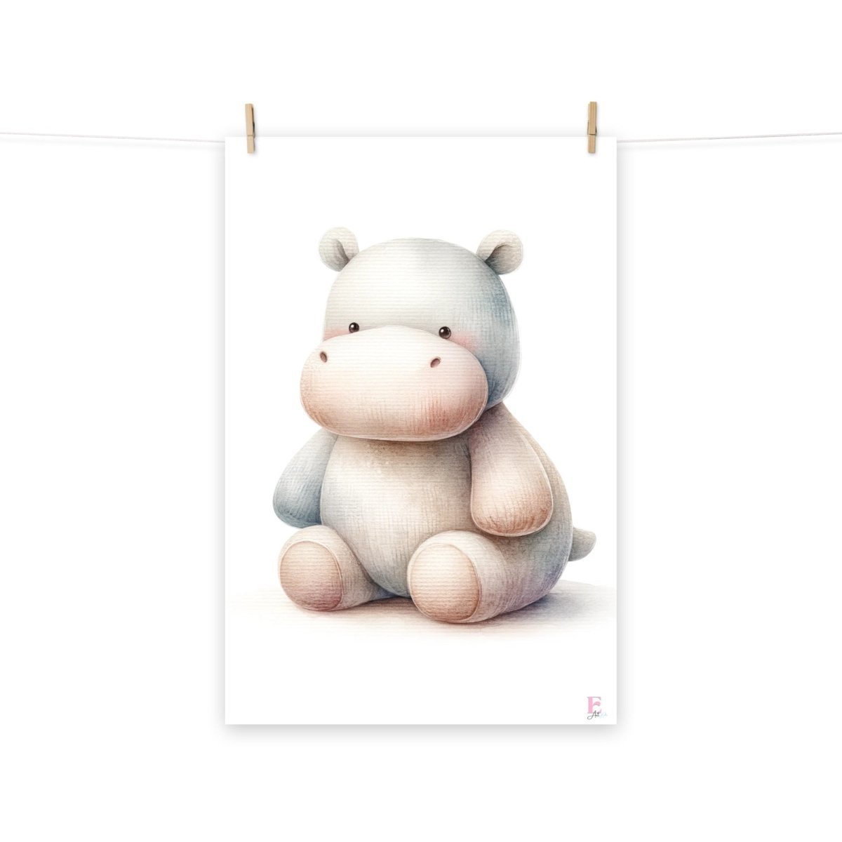 Lamina infantil enmarcar Hipopotamo peluche - Nanetes