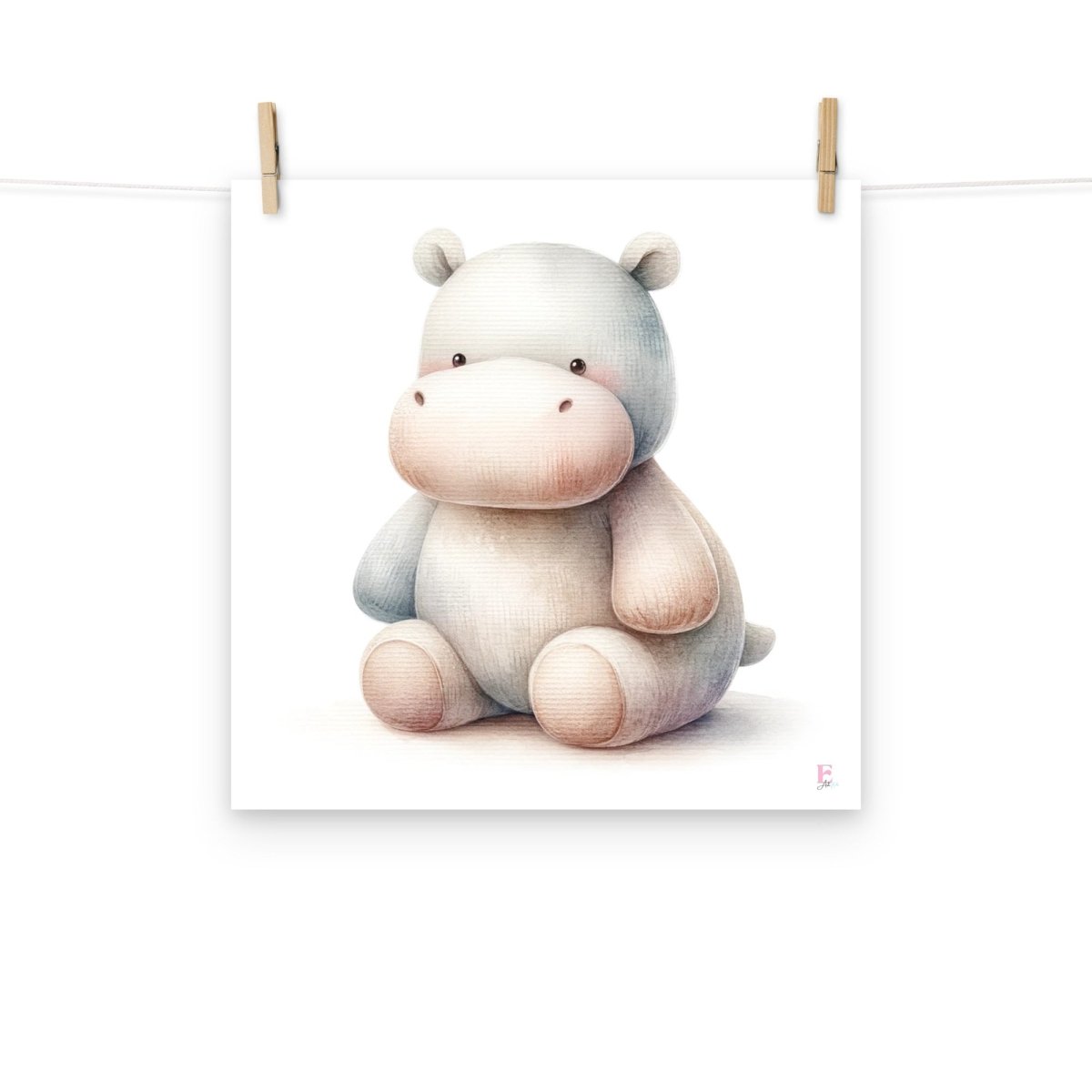 Lamina infantil enmarcar Hipopotamo peluche - Nanetes