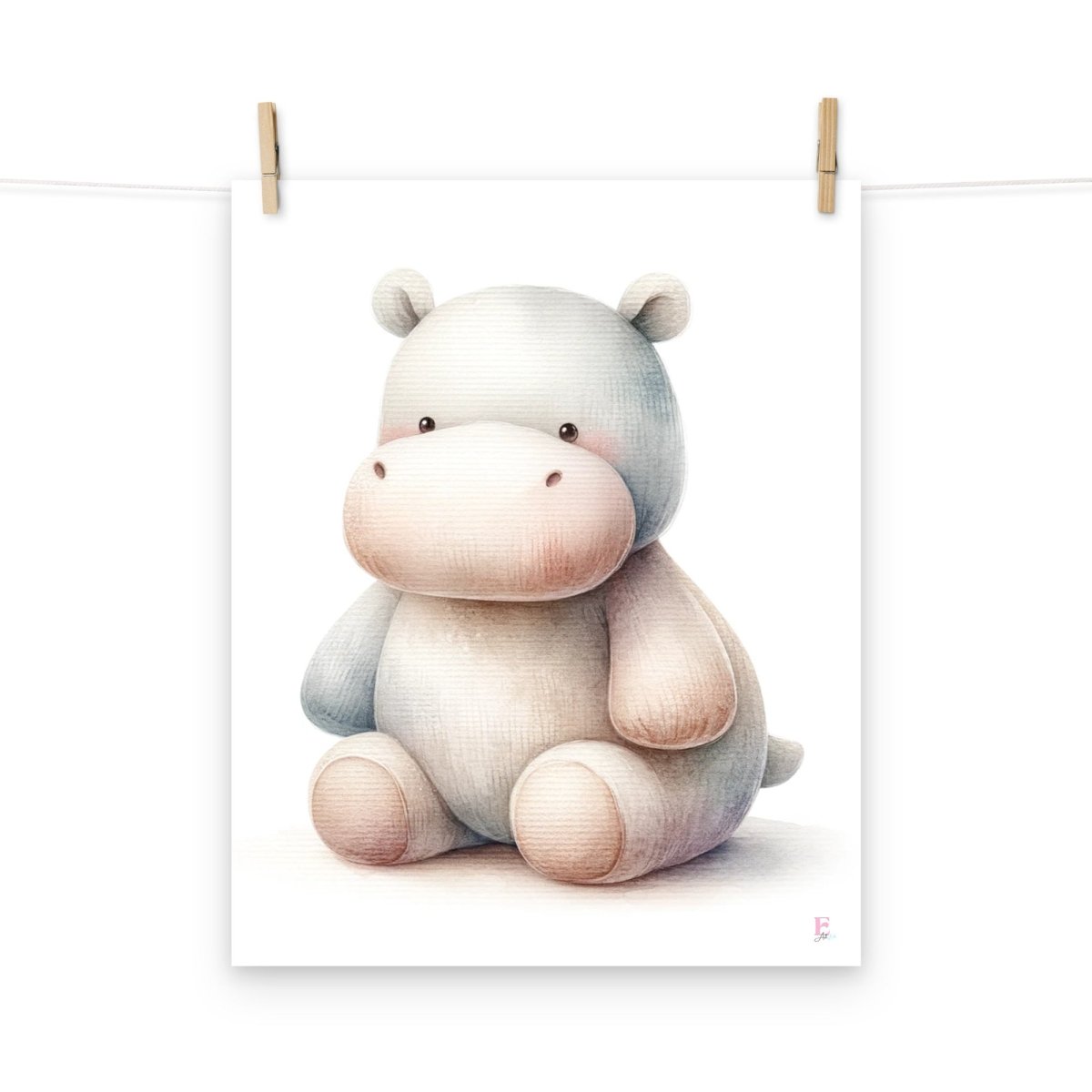 Lamina infantil enmarcar Hipopotamo peluche - Nanetes