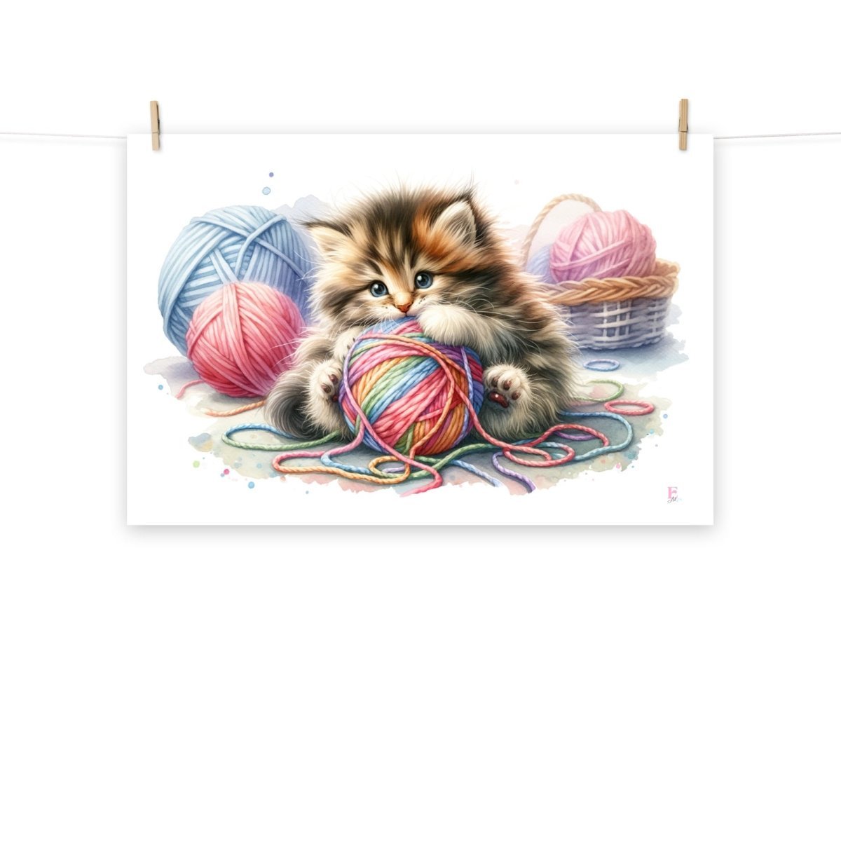 Lámina infantil Gatito con Ovillo de lana - Nanetes