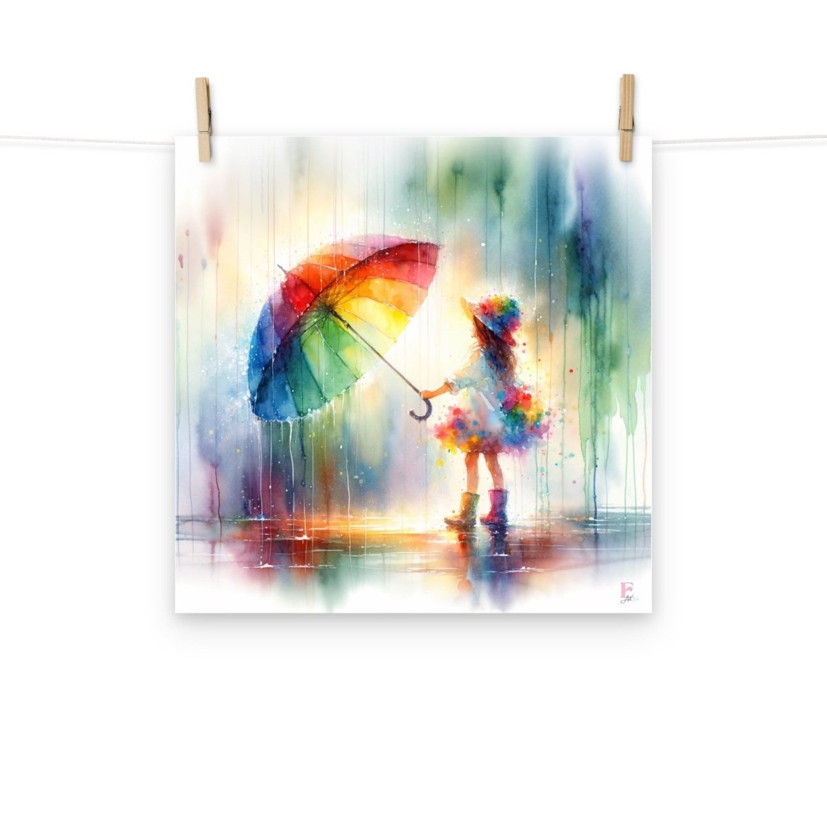 Lamina infantil Niña bajo la lluvia - Nanetes