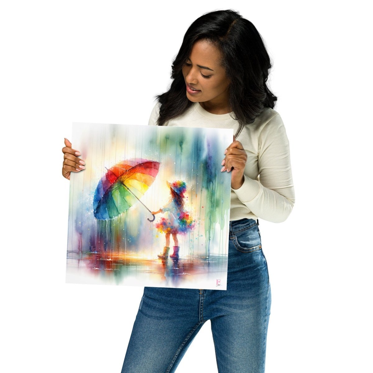 Lamina infantil Niña bajo la lluvia - Nanetes