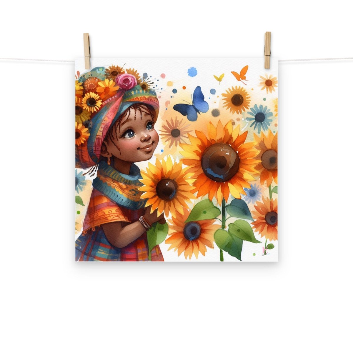 Lamina infantil Niña con Girasoles - Nanetes