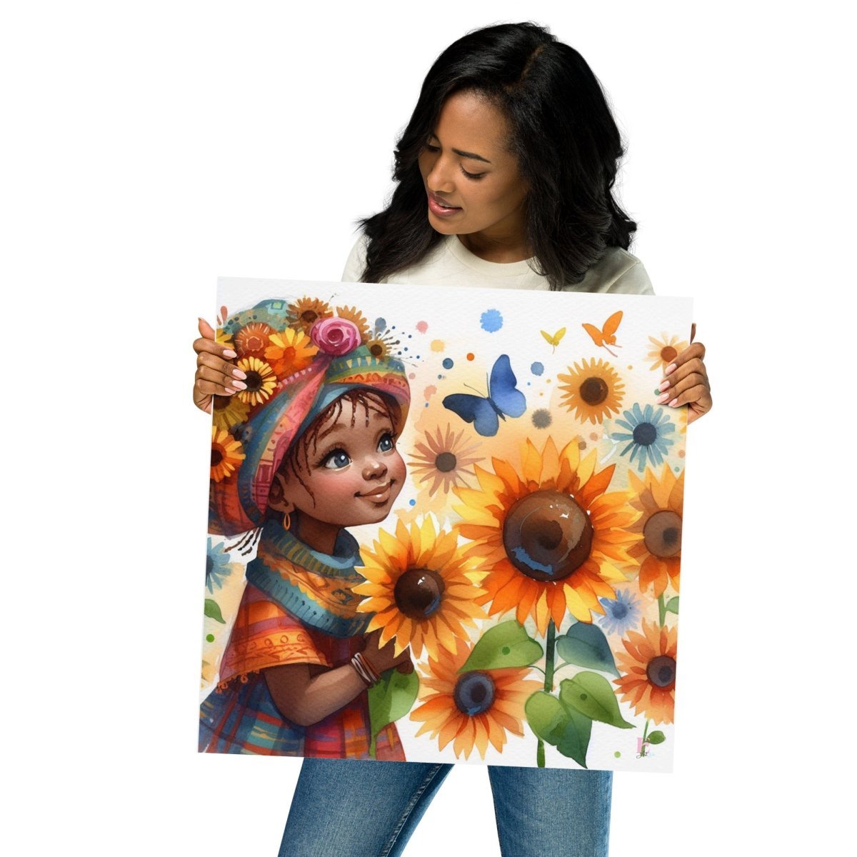 Lamina infantil Niña con Girasoles - Nanetes