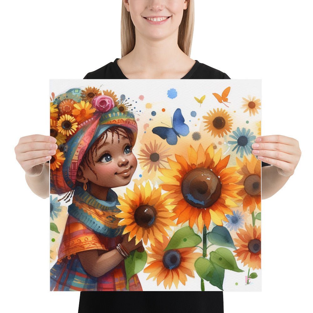 Lamina infantil Niña con Girasoles - Nanetes