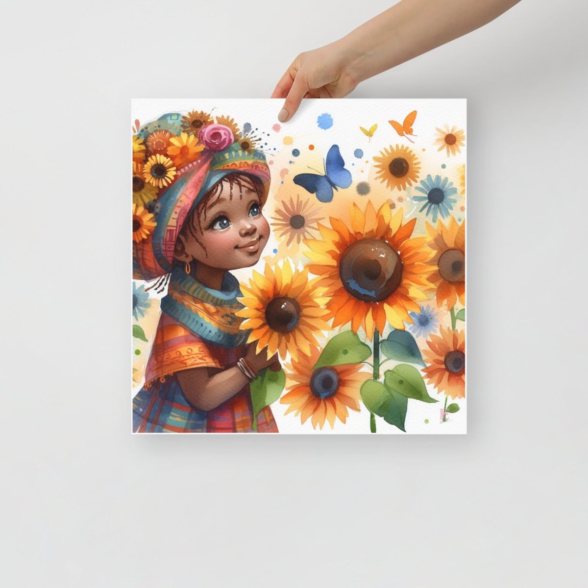 Lamina infantil Niña con Girasoles - Nanetes