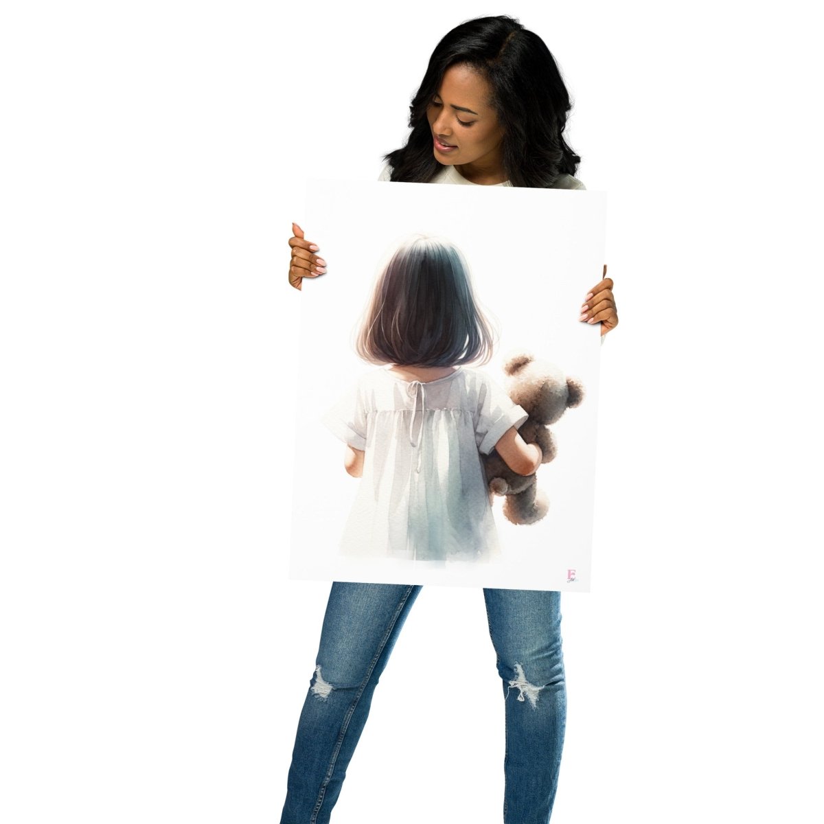 Lamina infantil Niña con osito - Nanetes