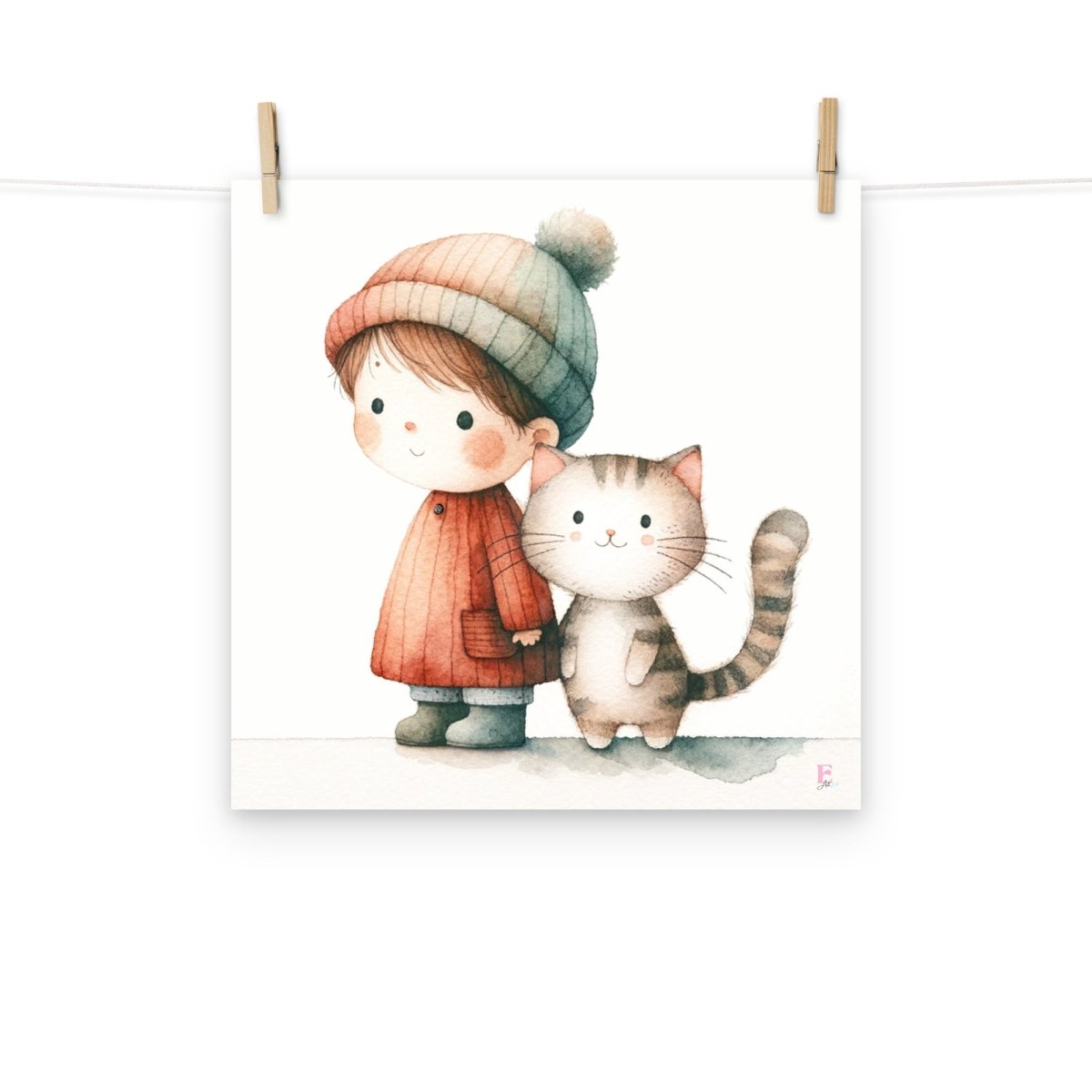 Lamina infantil Niña y Gatito - Nanetes