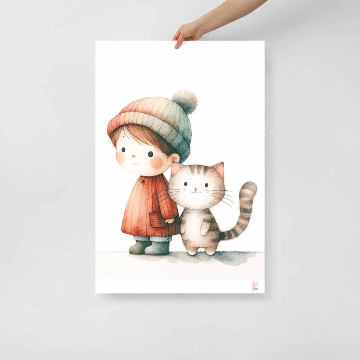 Lamina infantil Niña y Gatito - Nanetes