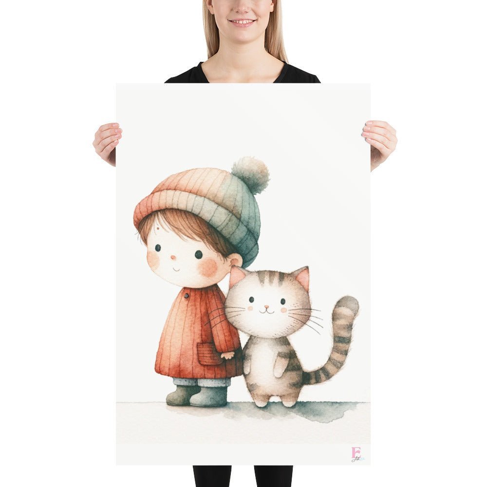 Lamina infantil Niña y Gatito - Nanetes