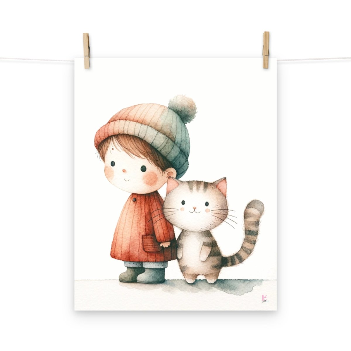 Lamina infantil Niña y Gatito - Nanetes