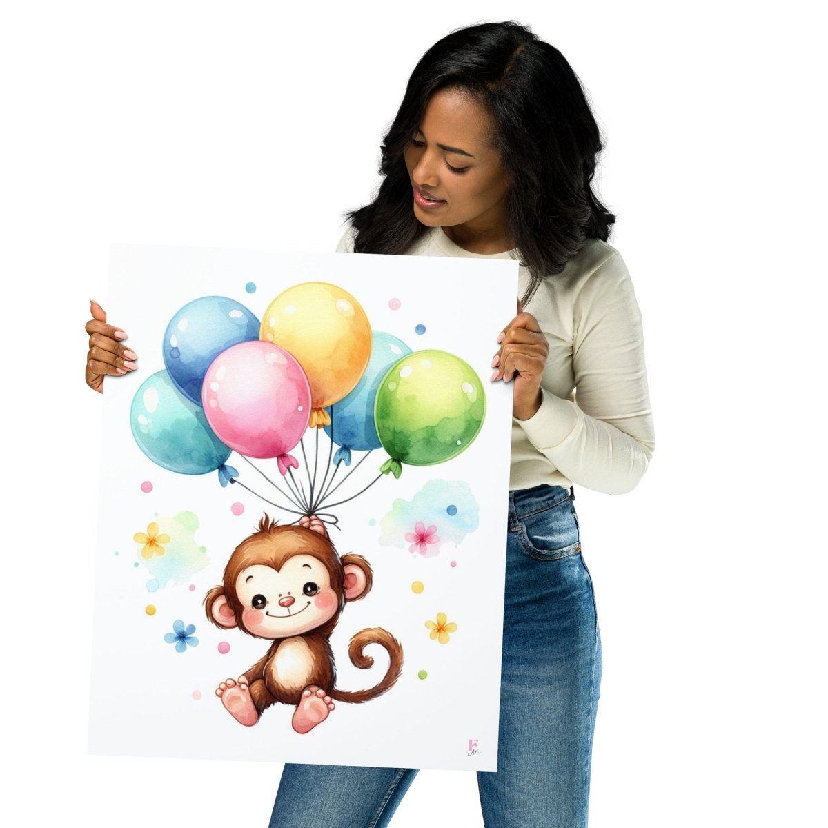 Lamina para enmarcar Monito con globos - Nanetes