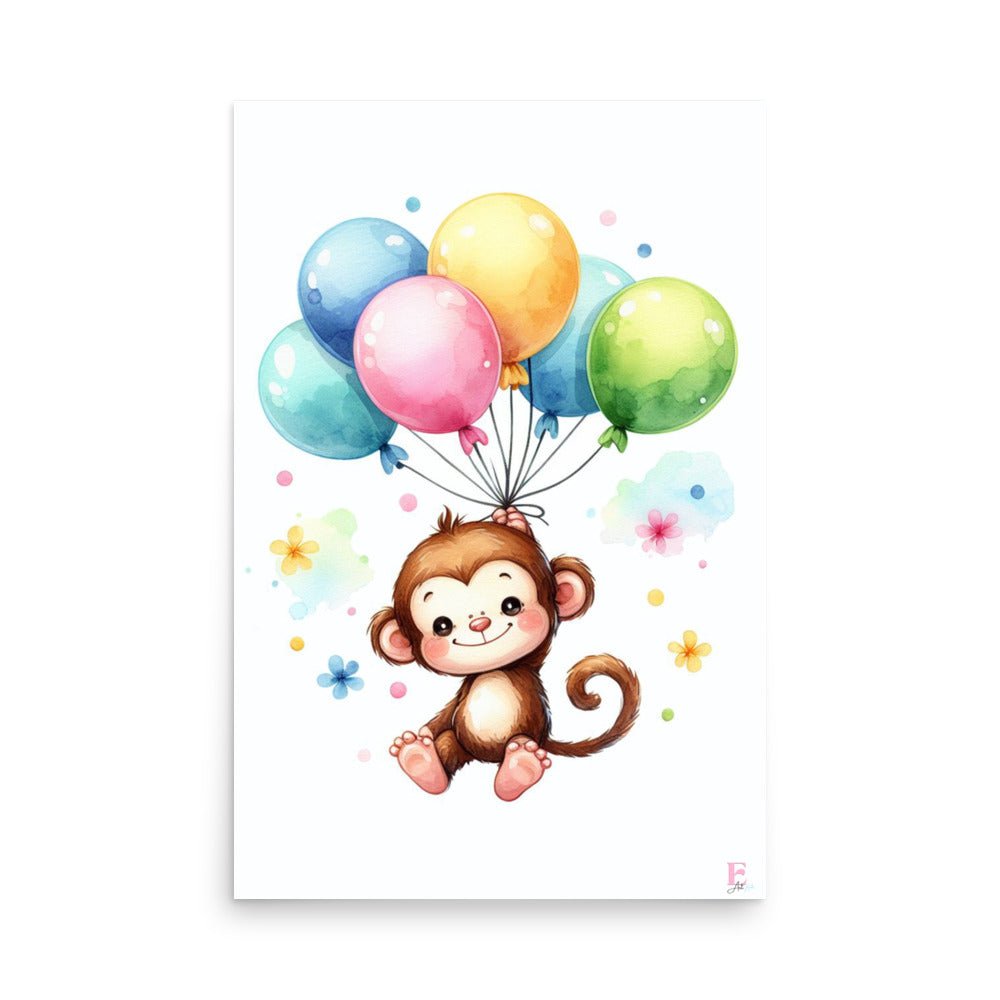 Lamina para enmarcar Monito con globos - Nanetes