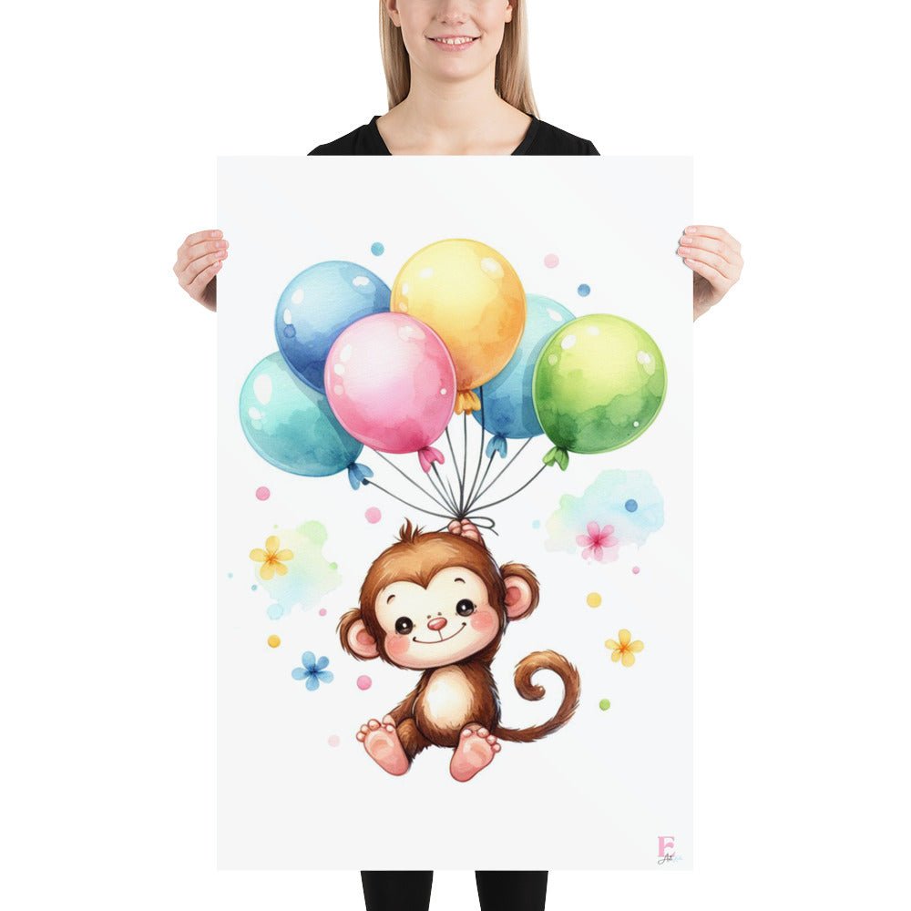 Lamina para enmarcar Monito con globos - Nanetes