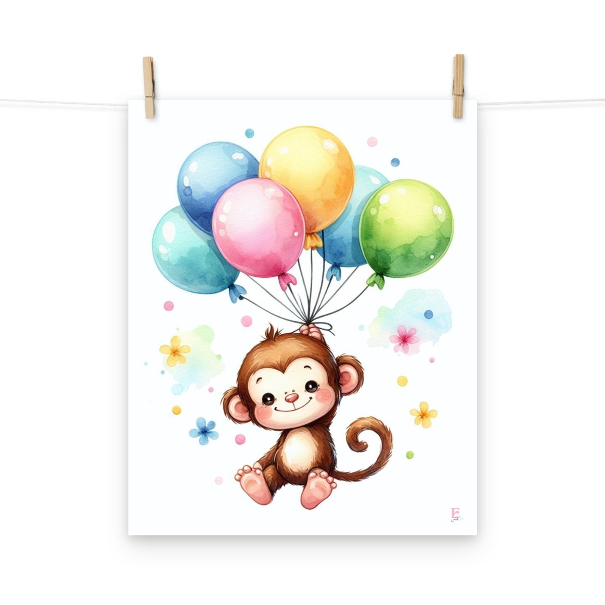 Lamina para enmarcar Monito con globos - Nanetes