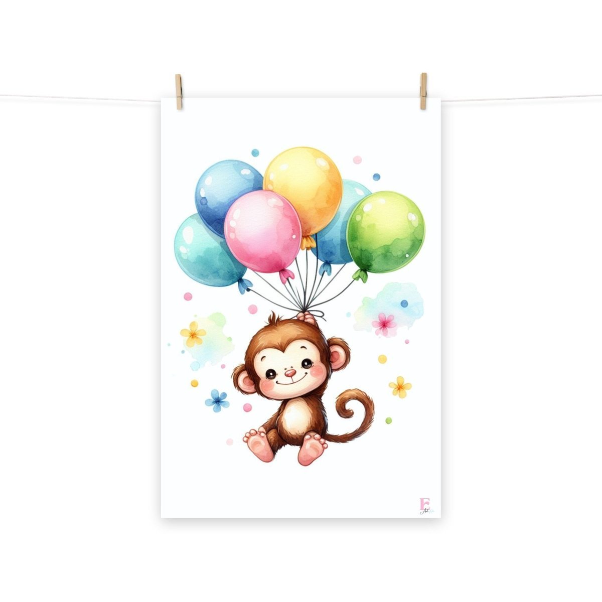 Lamina para enmarcar Monito con globos - Nanetes