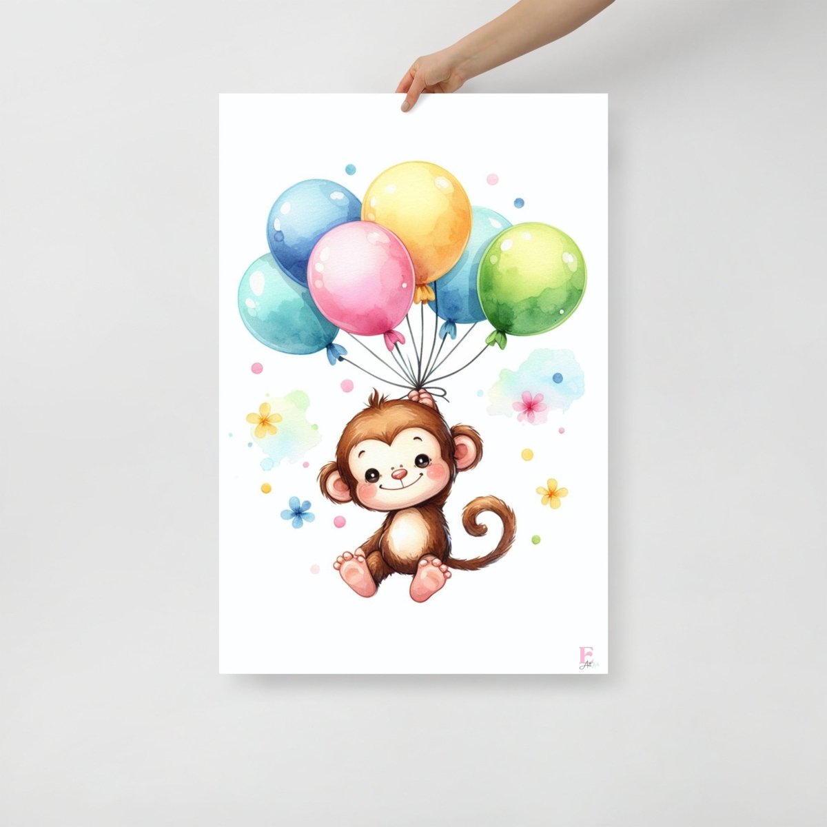 Lamina para enmarcar Monito con globos - Nanetes