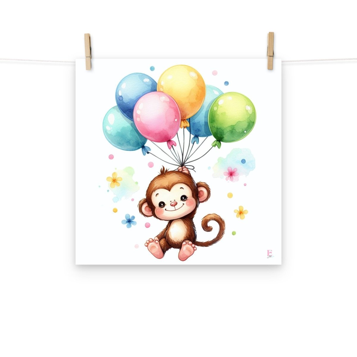 Lamina para enmarcar Monito con globos - Nanetes