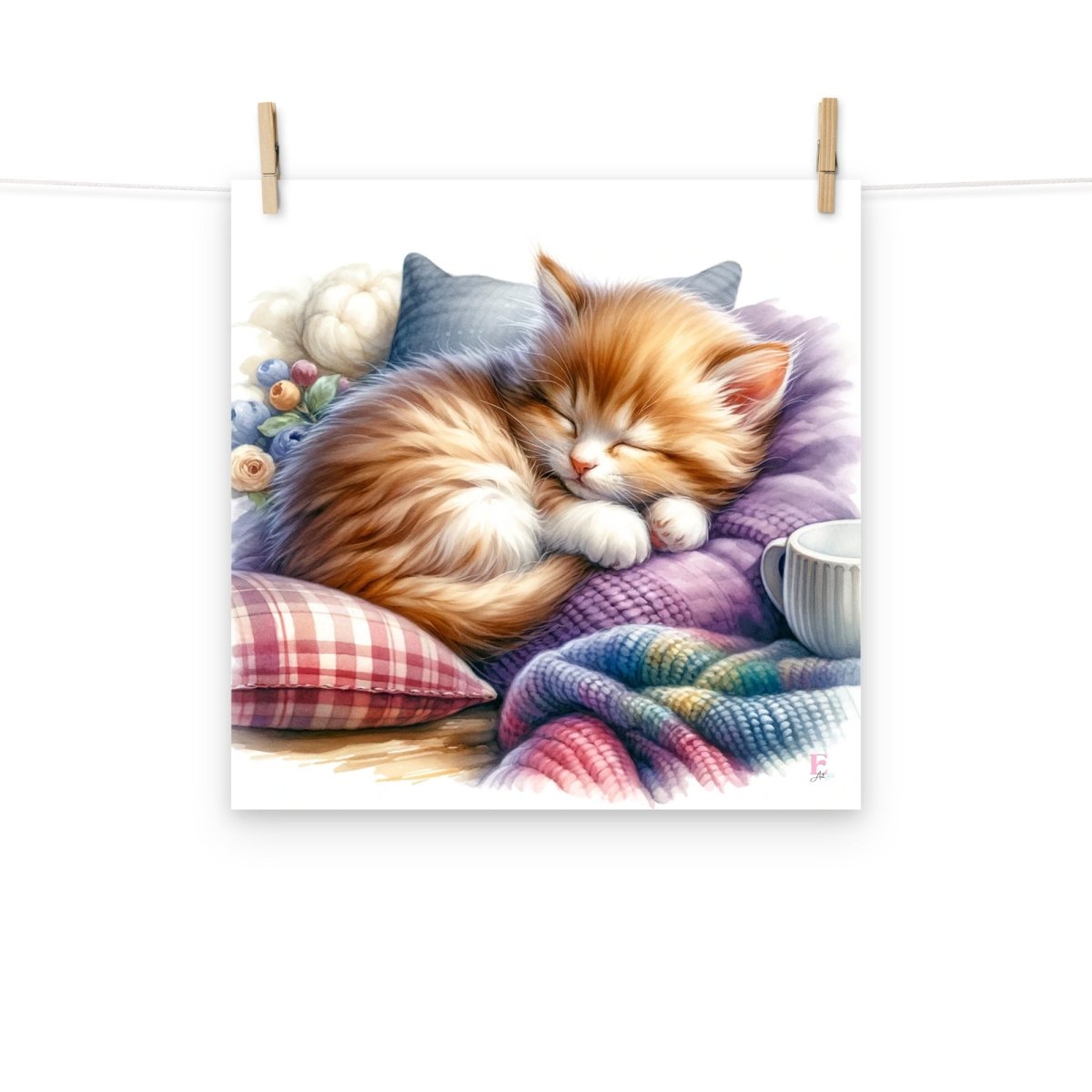 Láminas decoración gatito dormido - Nanetes