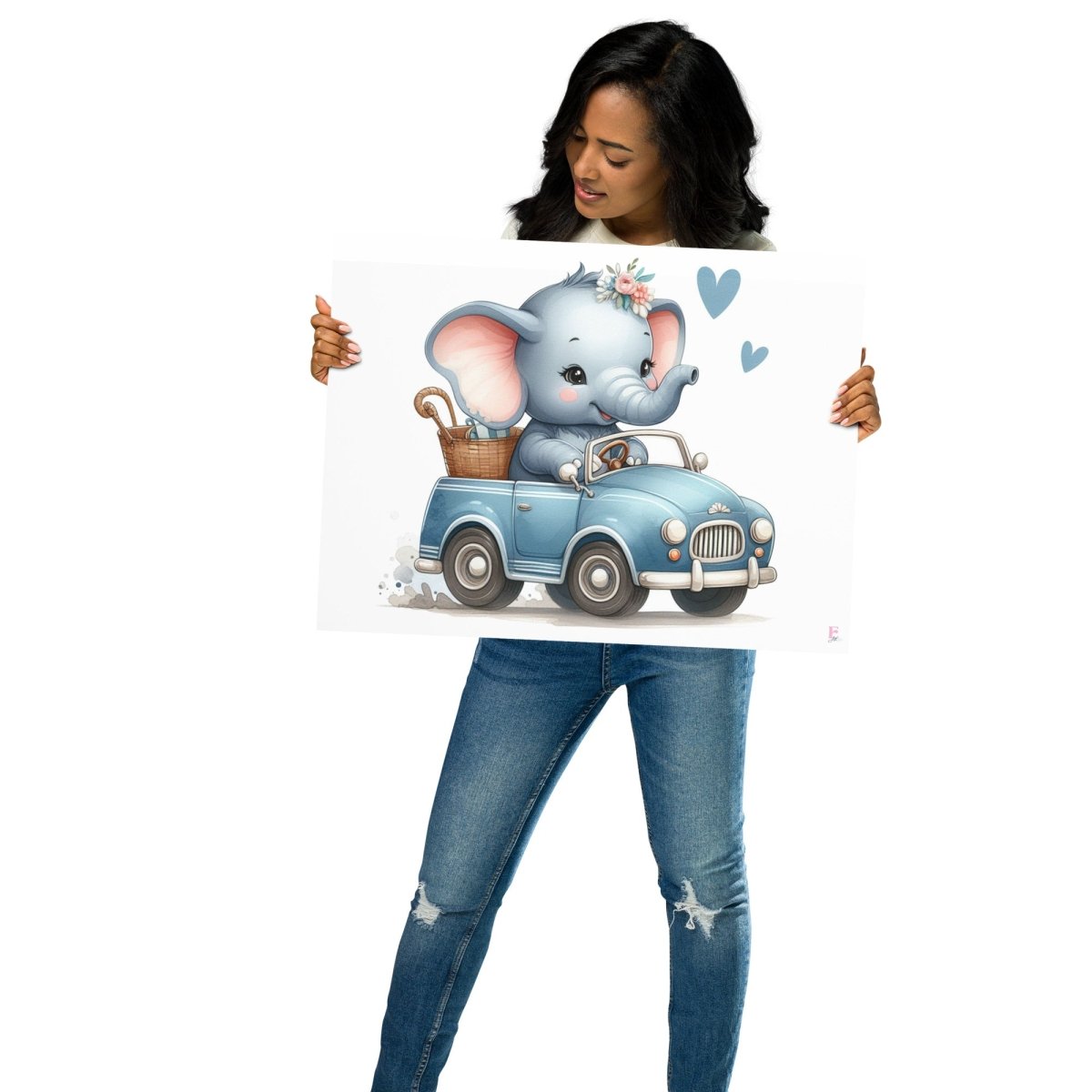 Laminas decorativas Elefante coche azul - Nanetes