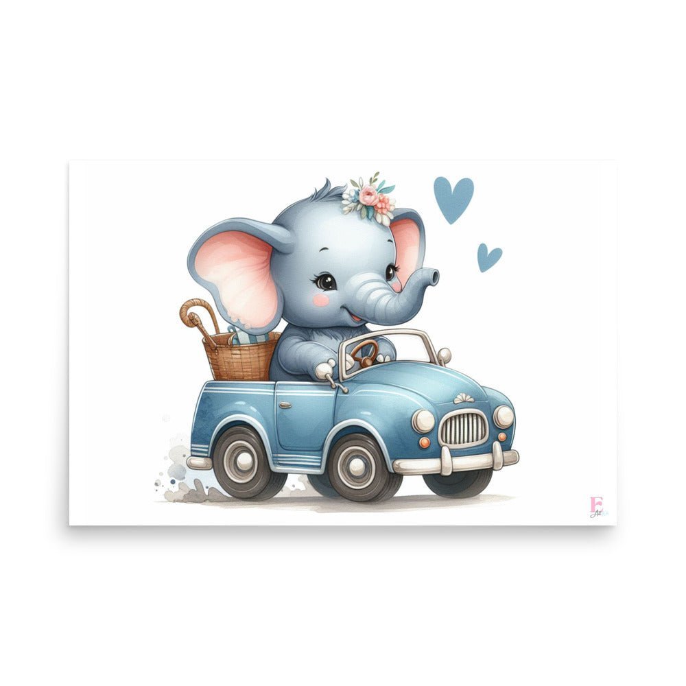 Laminas decorativas Elefante coche azul - Nanetes