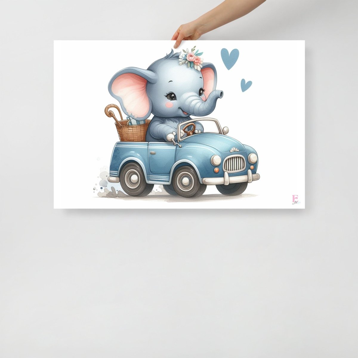 Laminas decorativas Elefante coche azul - Nanetes