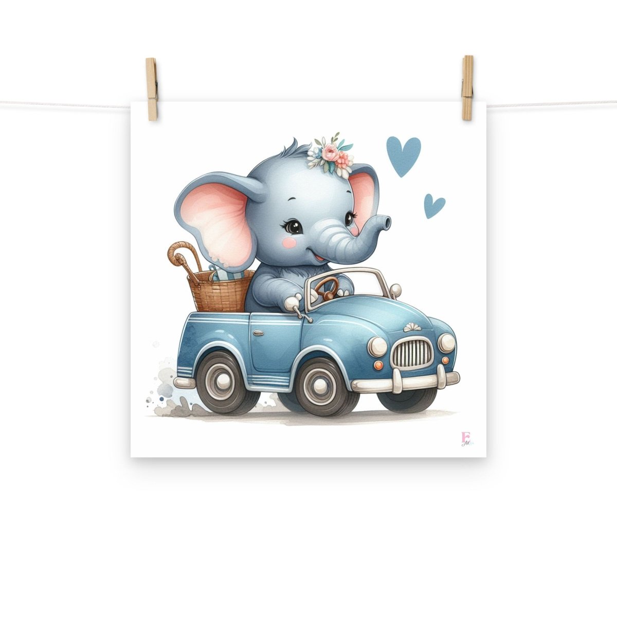 Laminas decorativas Elefante coche azul - Nanetes